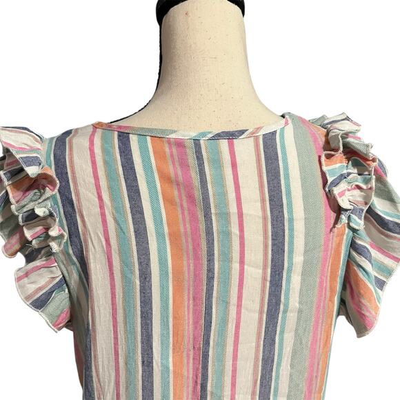 Emery Rose Women's Linen Blend Ruffle Shift Dress Sz 1XL Summer Boho Festival - Picture 4 of 6